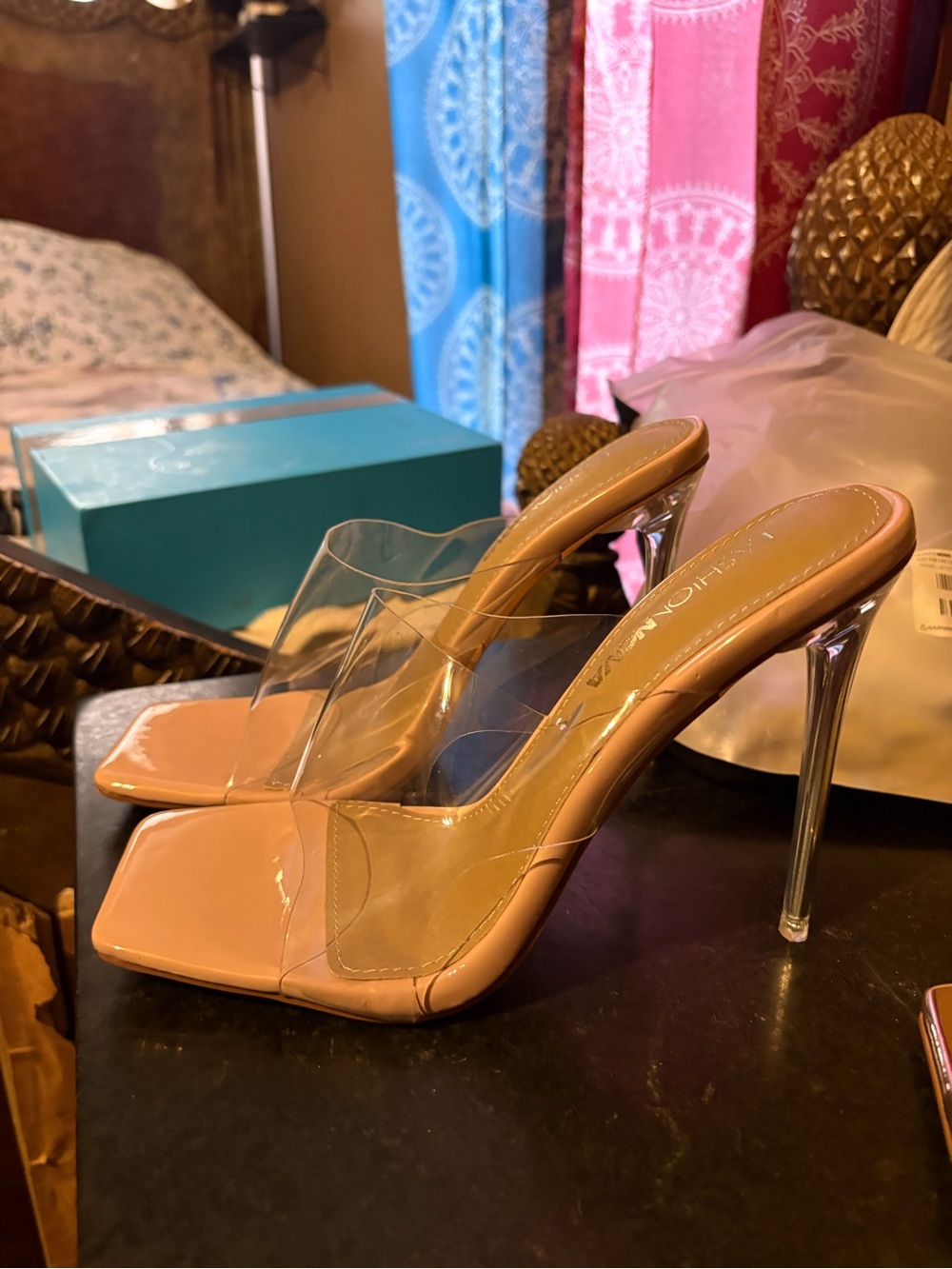 Fashion Nova Nude Clear Stiletto Mules Bundle Deal 2 New sets of heels for $40